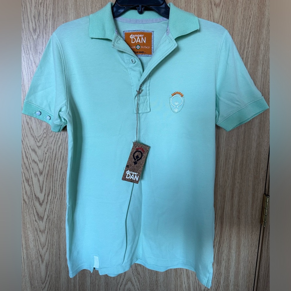New Damper Dan Alfred Mint Green Cotton Casual Polo T-Shirt Men’s M